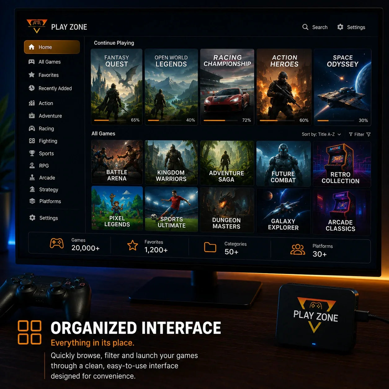 PlayZone™ All-in-One Plug and Play Gaming System
