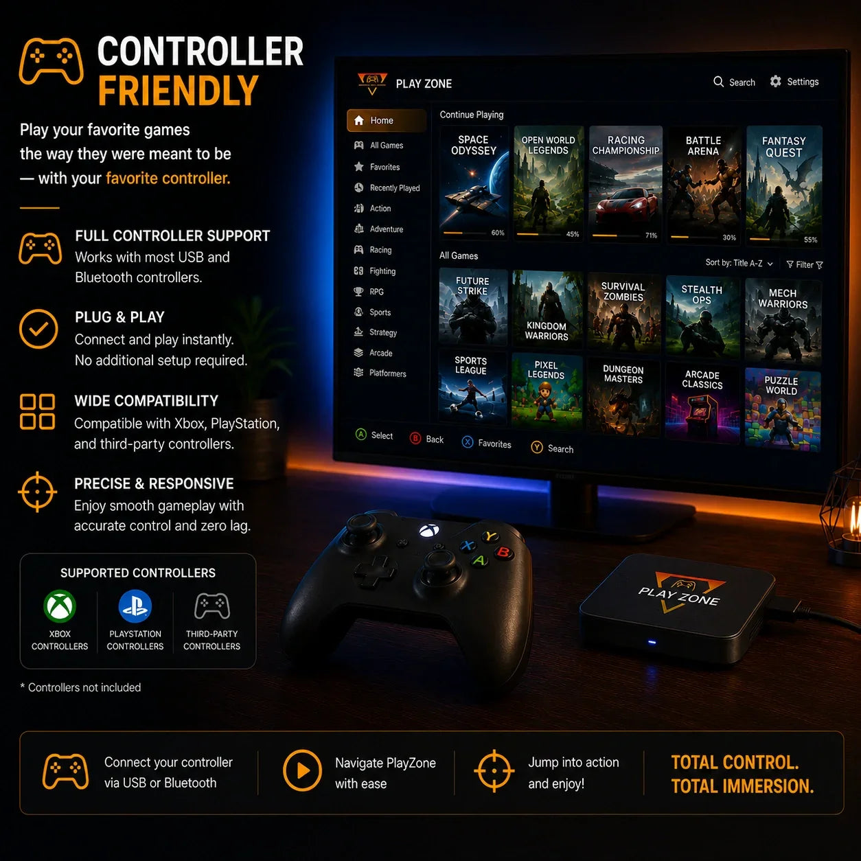 PlayZone™ All-in-One Plug and Play Gaming System